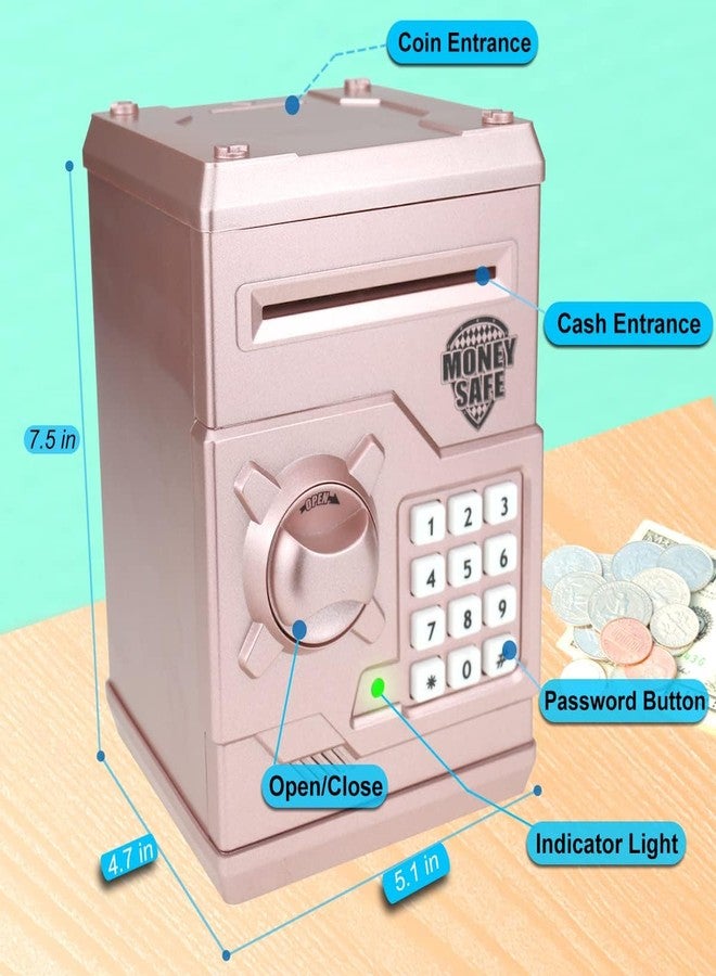TOPBRY Piggy Bank for kids,Electronic Password Piggy Bank Kids Safe Bank Mini ATM Piggy Bank Toy for 3-14 Year Old Boys and Girls (Rose Gold) - Image 2